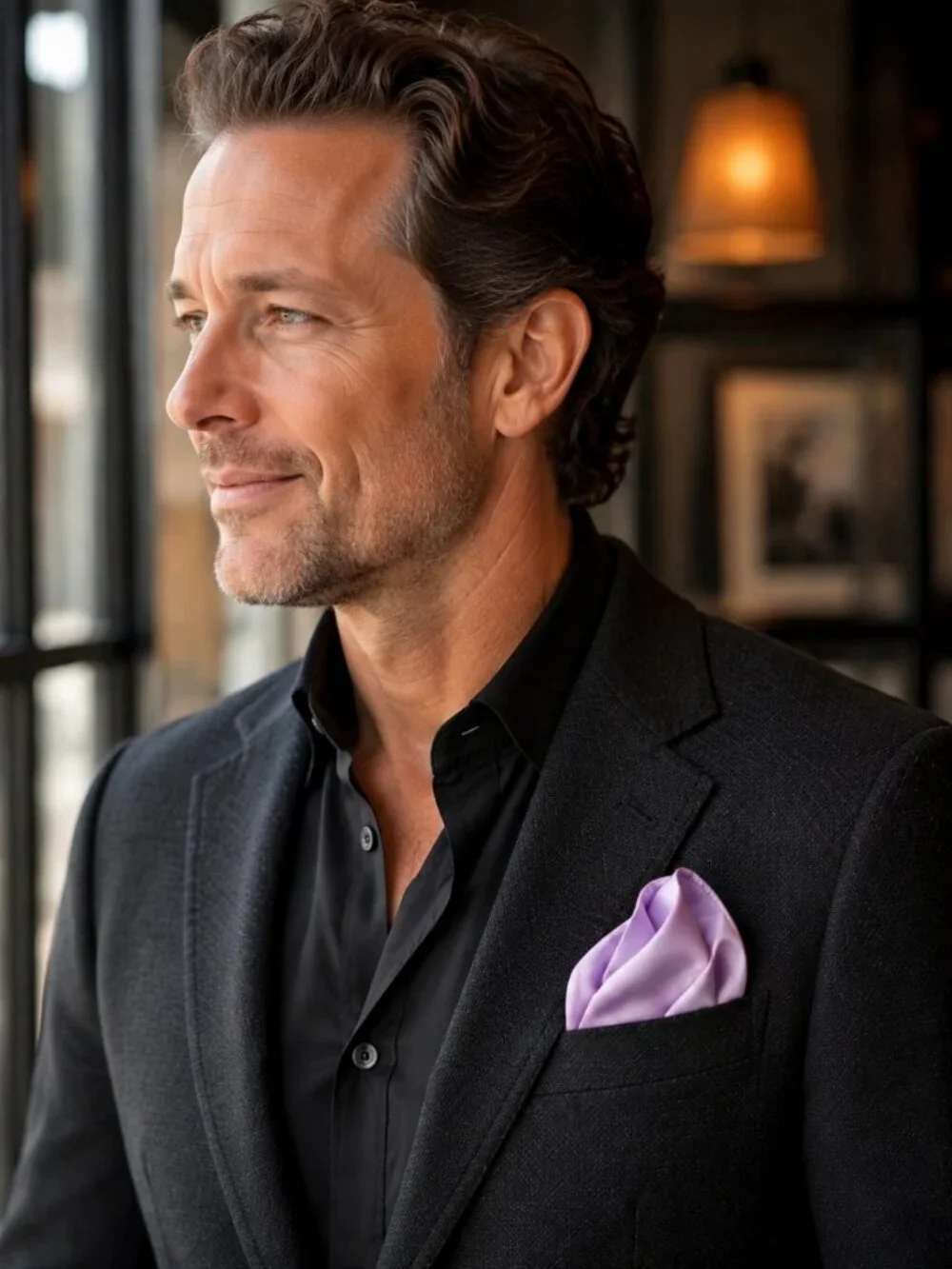 Tom Ford Light Purple Silk Pocket Square